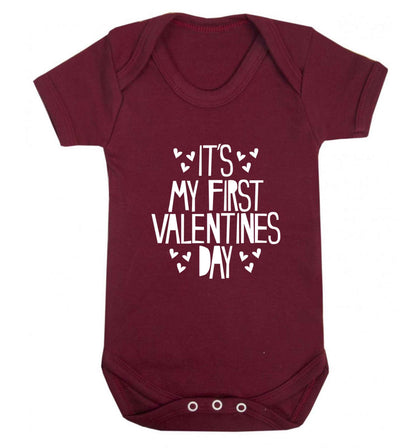 Hearts It's my First Valentine's Day baby vest maroon 18-24 months