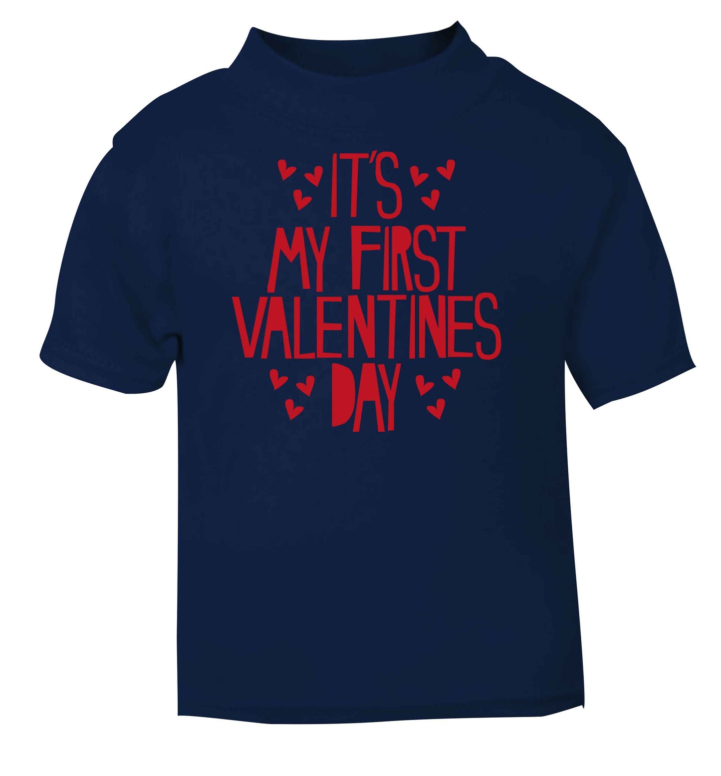 Hearts It's my First Valentine's Day navy baby toddler Tshirt 2 Years
