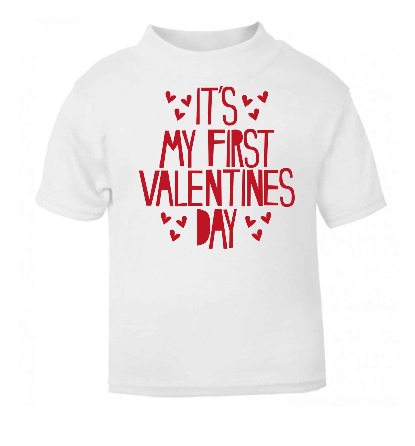 Hearts It's my First Valentine's Day white baby toddler Tshirt 2 Years