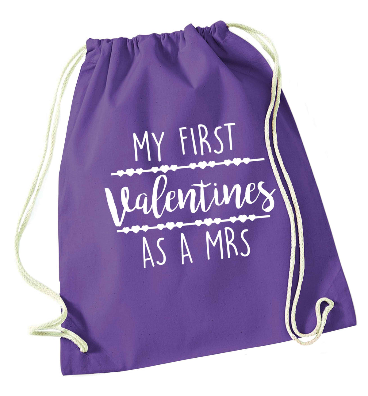 My first valentines as a Mrs purple drawstring bag