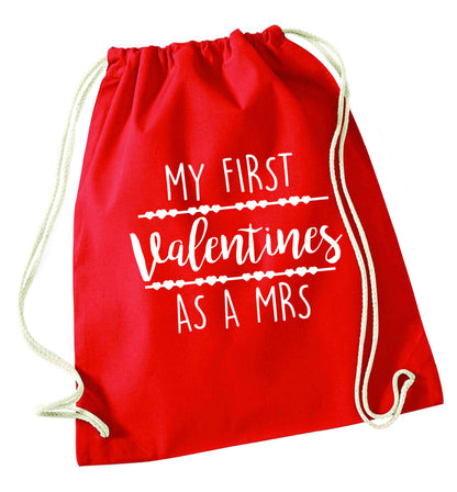 My first valentines as a Mrs red drawstring bag 