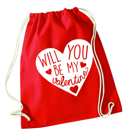 Will you be my valentine? red drawstring bag 