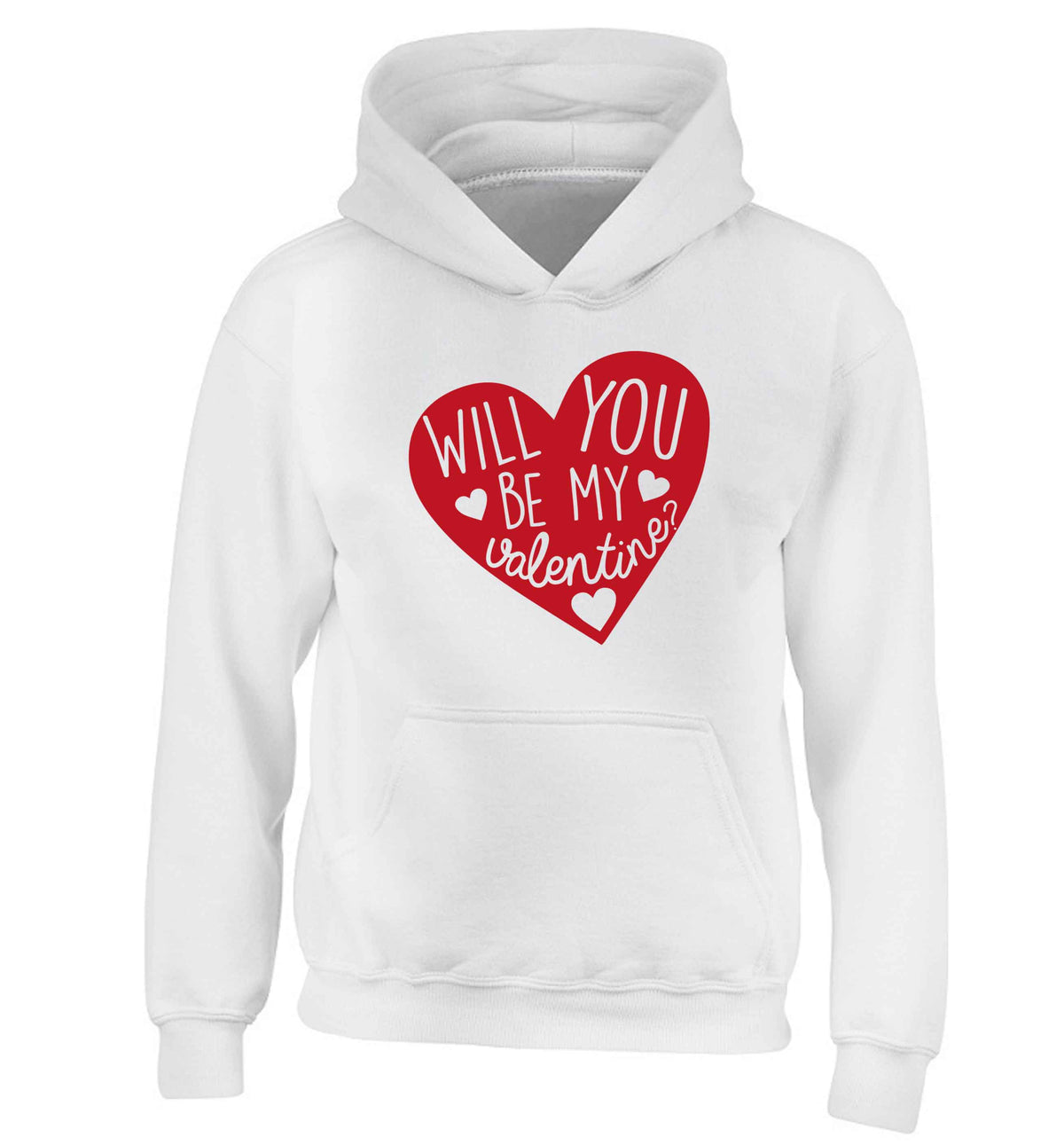Will you be my valentine? children's white hoodie 12-13 Years