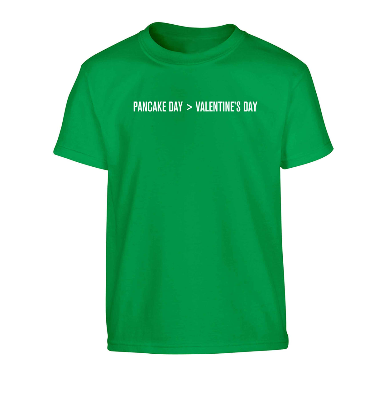 Pancake day > valentines day Children's green Tshirt 12-13 Years