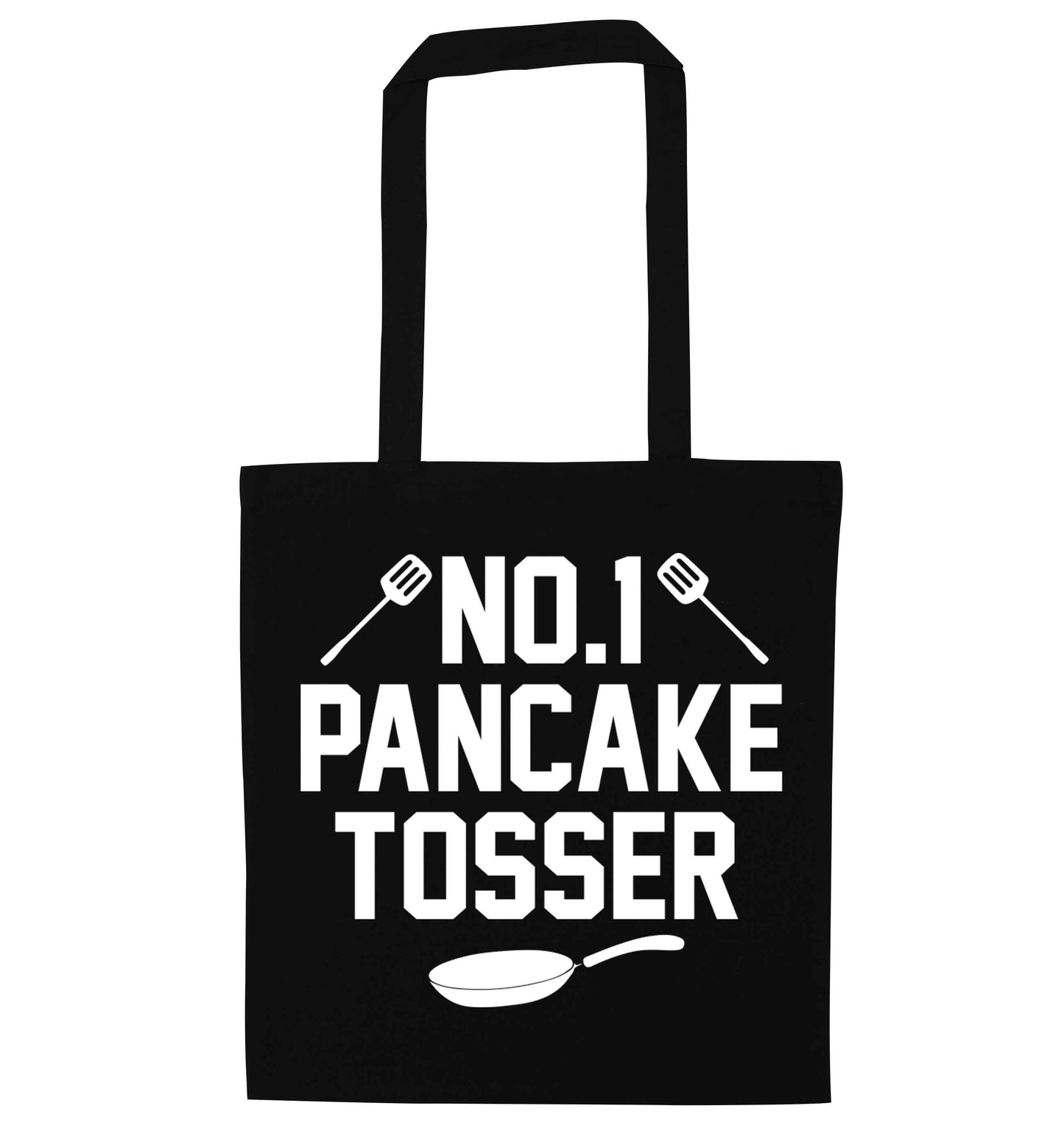 No.1 Pancake tosser black tote bag