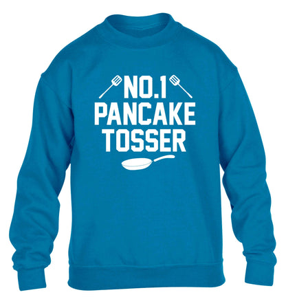 No.1 Pancake tosser children's blue sweater 12-13 Years