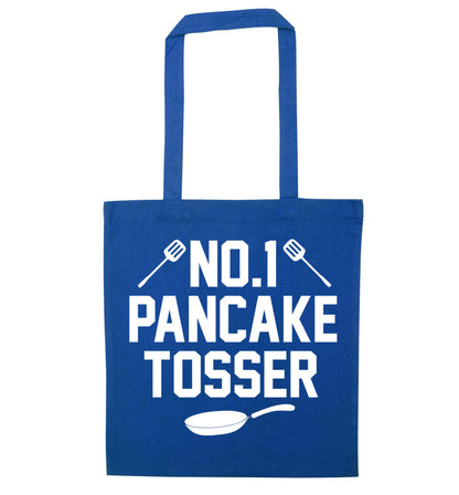 No.1 Pancake tosser blue tote bag