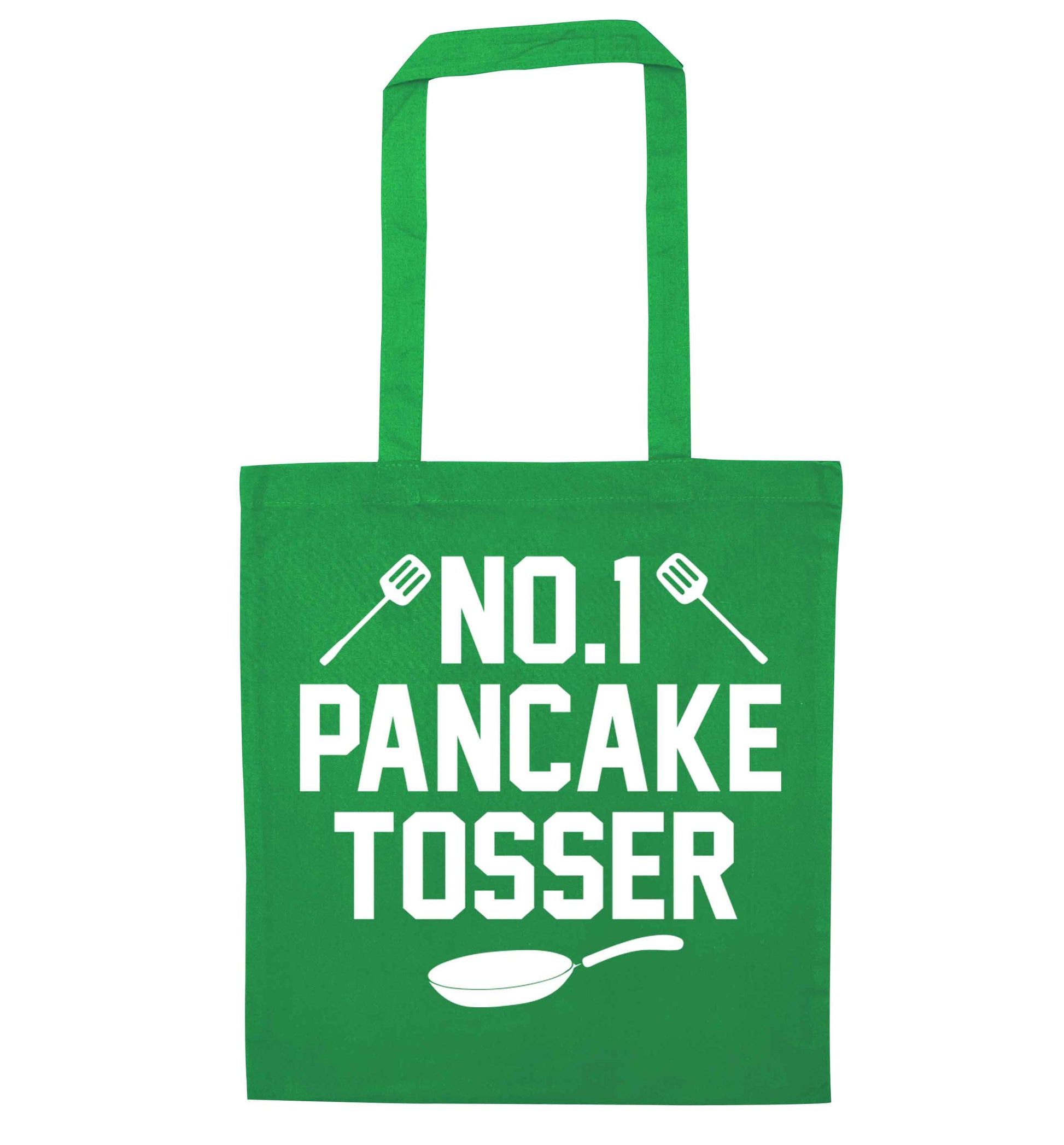 No.1 Pancake tosser green tote bag