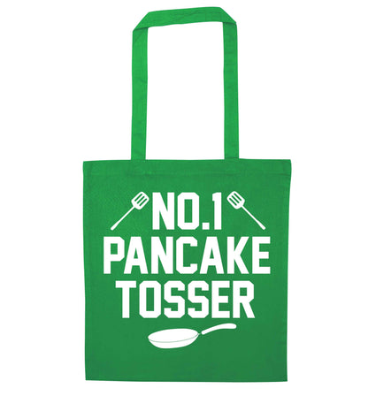 No.1 Pancake tosser green tote bag