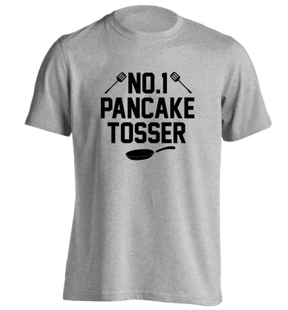 No.1 Pancake tosser adults unisex grey Tshirt 2XL