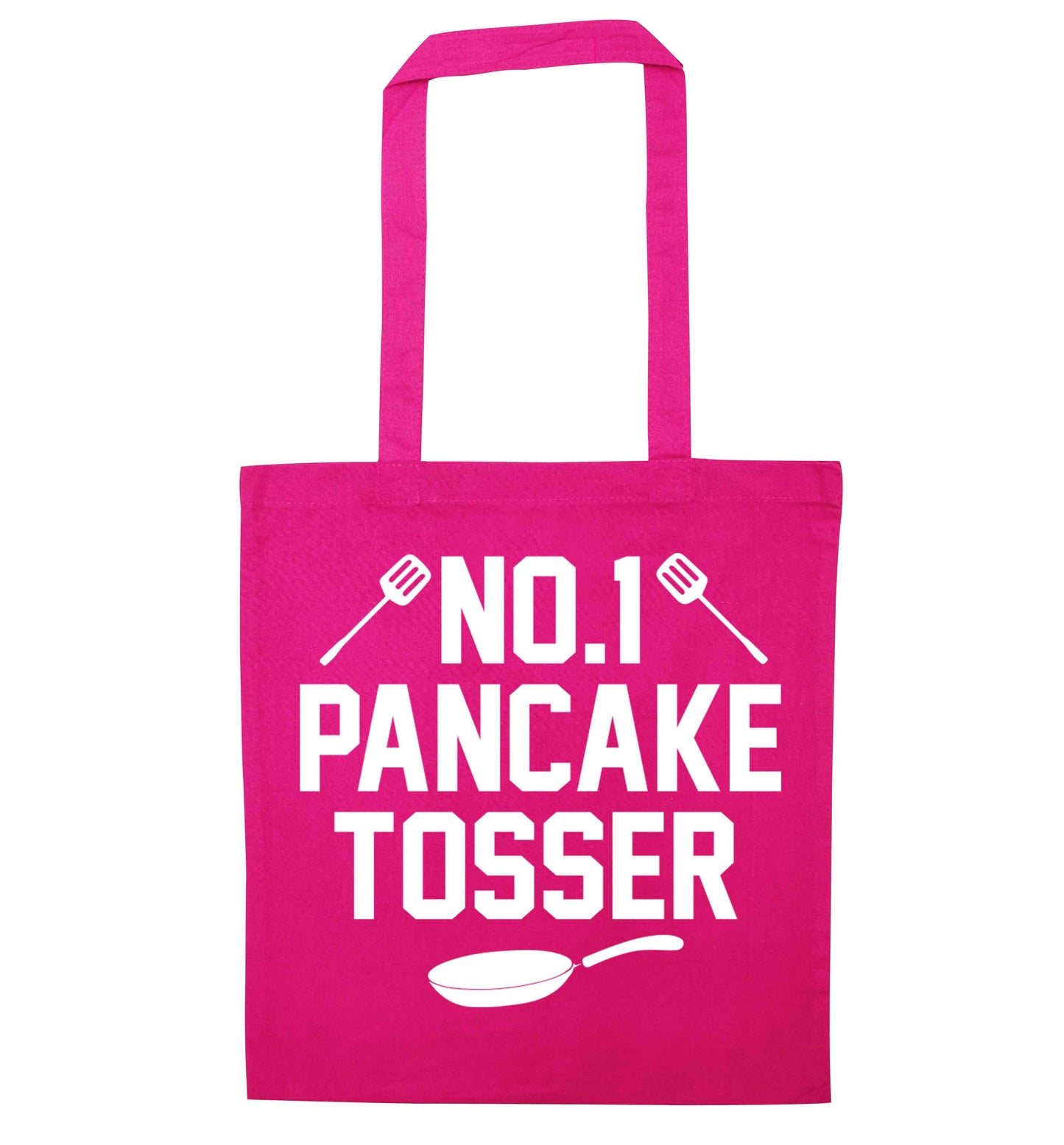 No.1 Pancake tosser pink tote bag