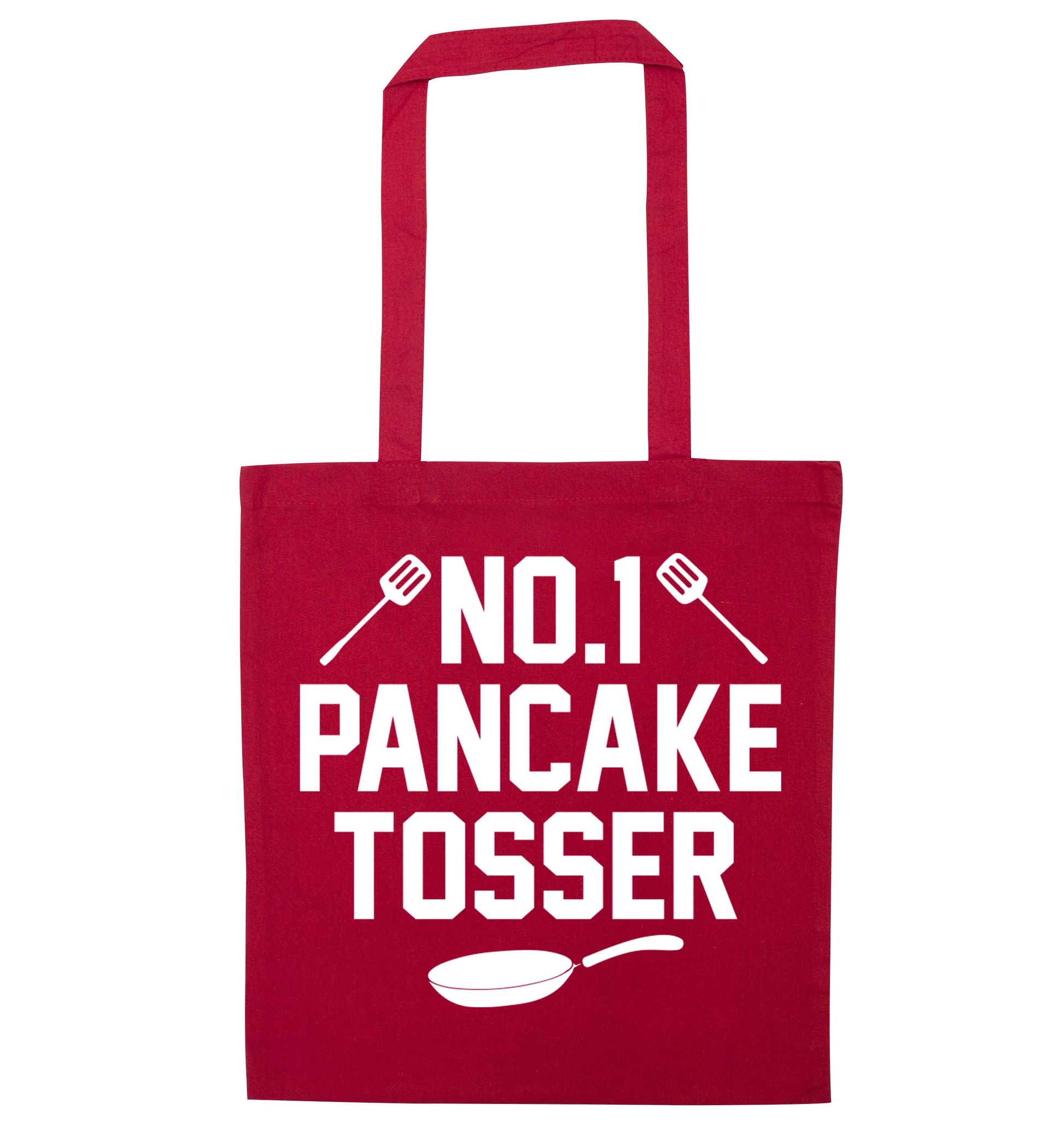 No.1 Pancake tosser red tote bag
