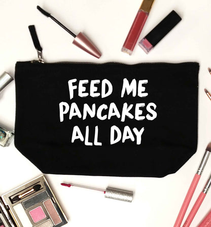Feed me pancakes all day black makeup bag