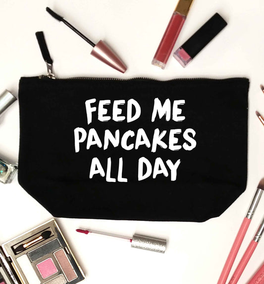 Feed me pancakes all day black makeup bag