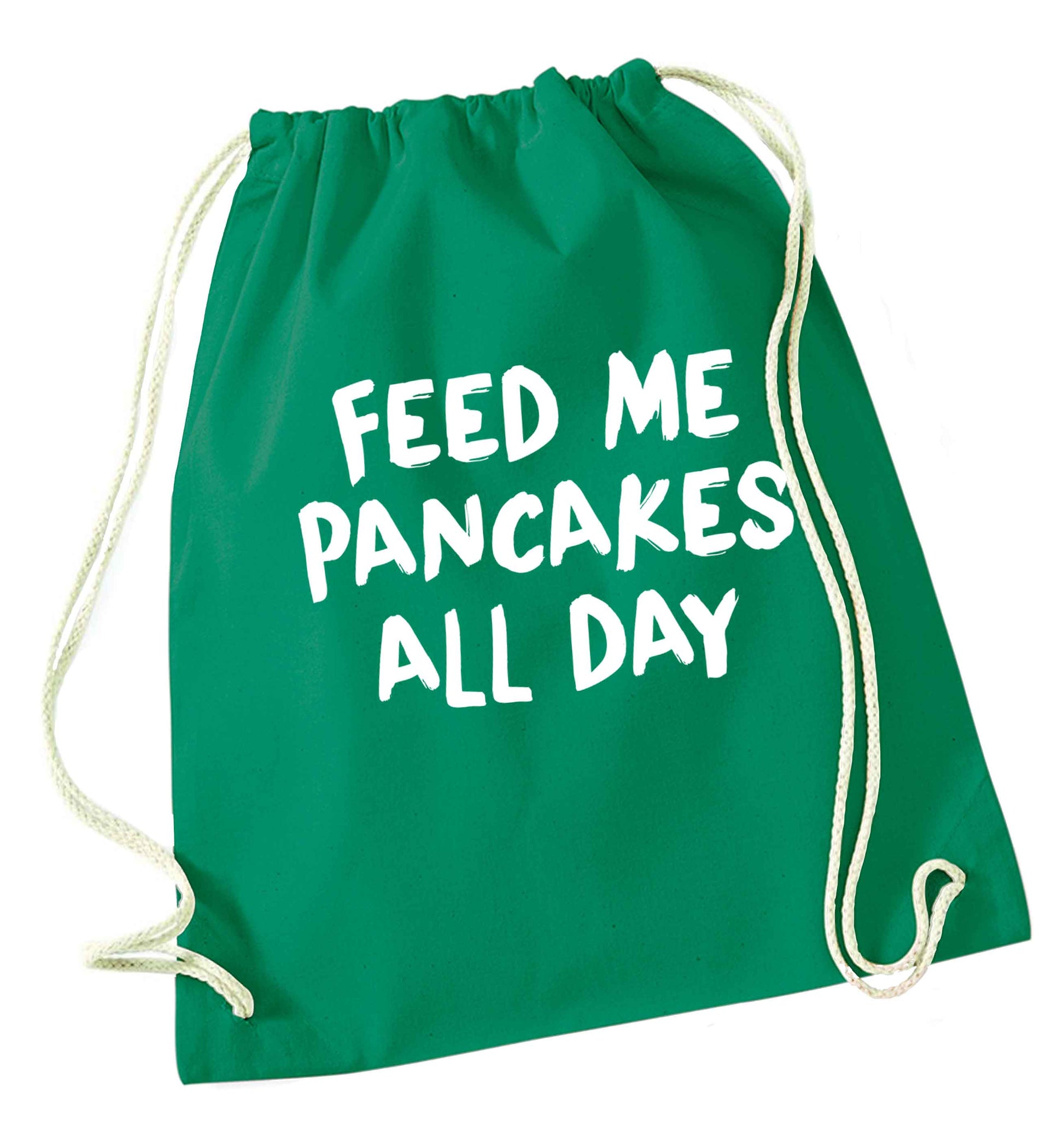 Feed me pancakes all day green drawstring bag