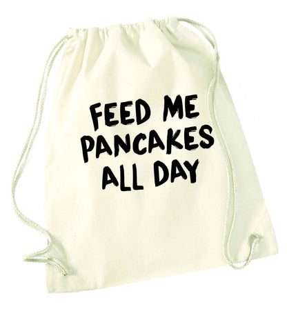 Feed me pancakes all day natural drawstring bag