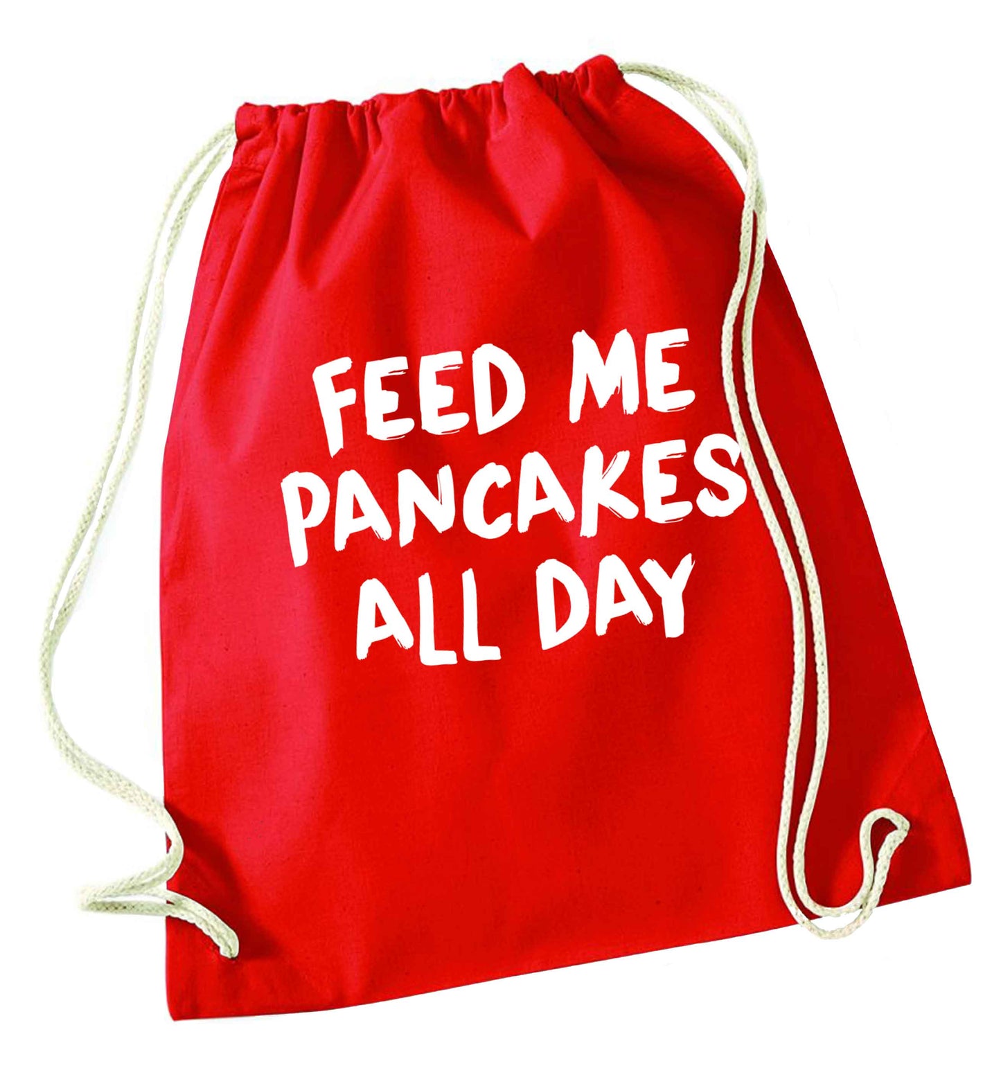 Feed me pancakes all day red drawstring bag 
