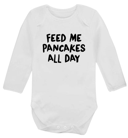 Feed me pancakes all day baby vest long sleeved white 6-12 months