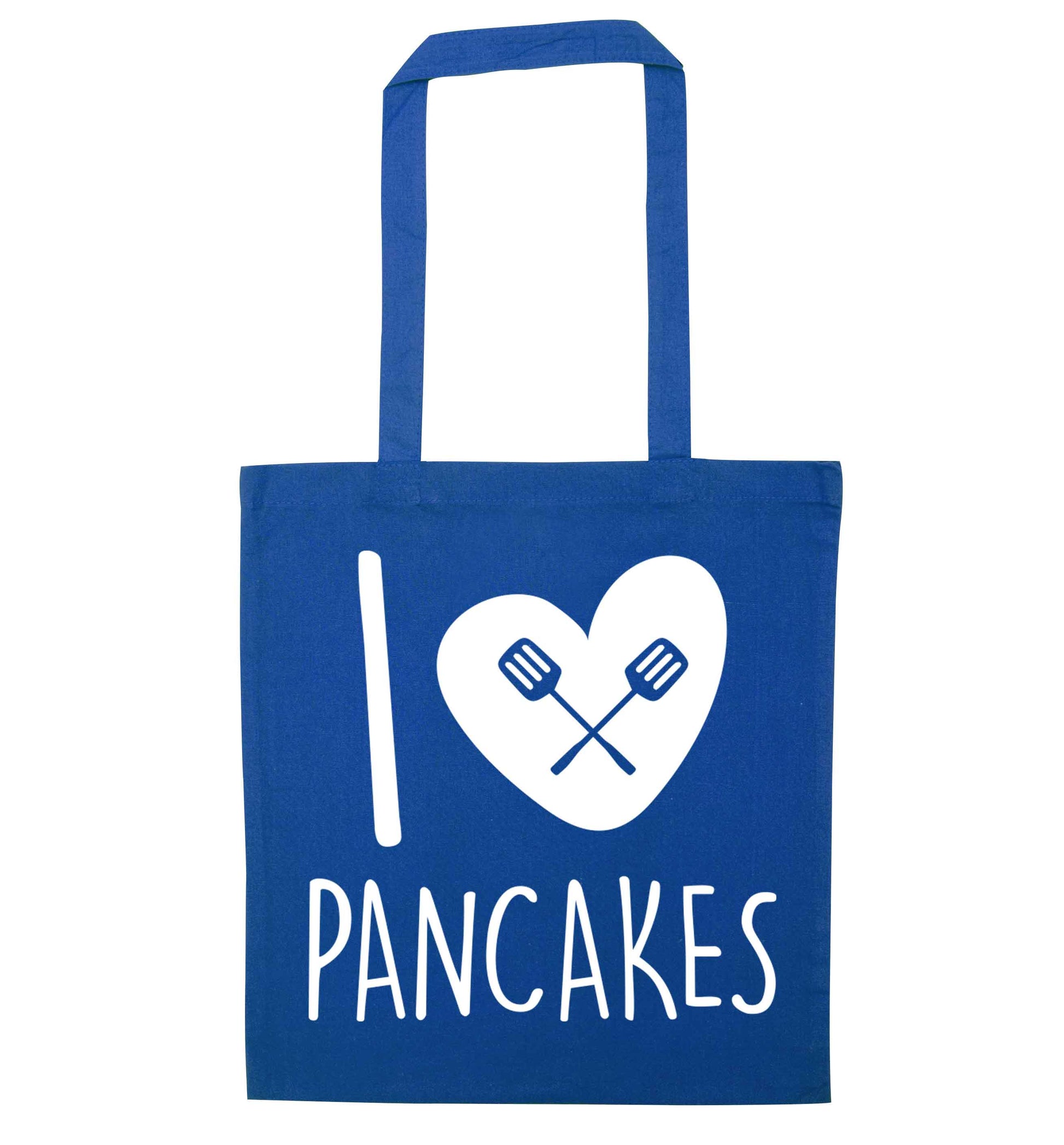 I love pancakes blue tote bag
