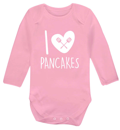 I love pancakes baby vest long sleeved pale pink 6-12 months