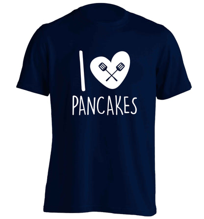 I love pancakes adults unisex navy Tshirt 2XL