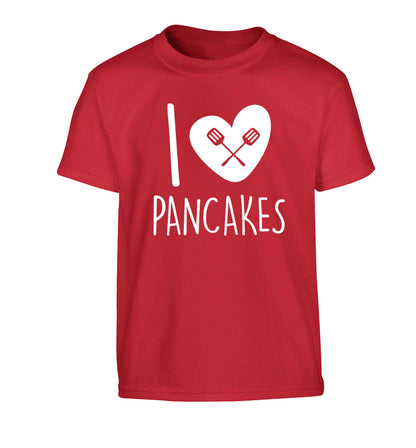 I love pancakes Children's red Tshirt 12-13 Years