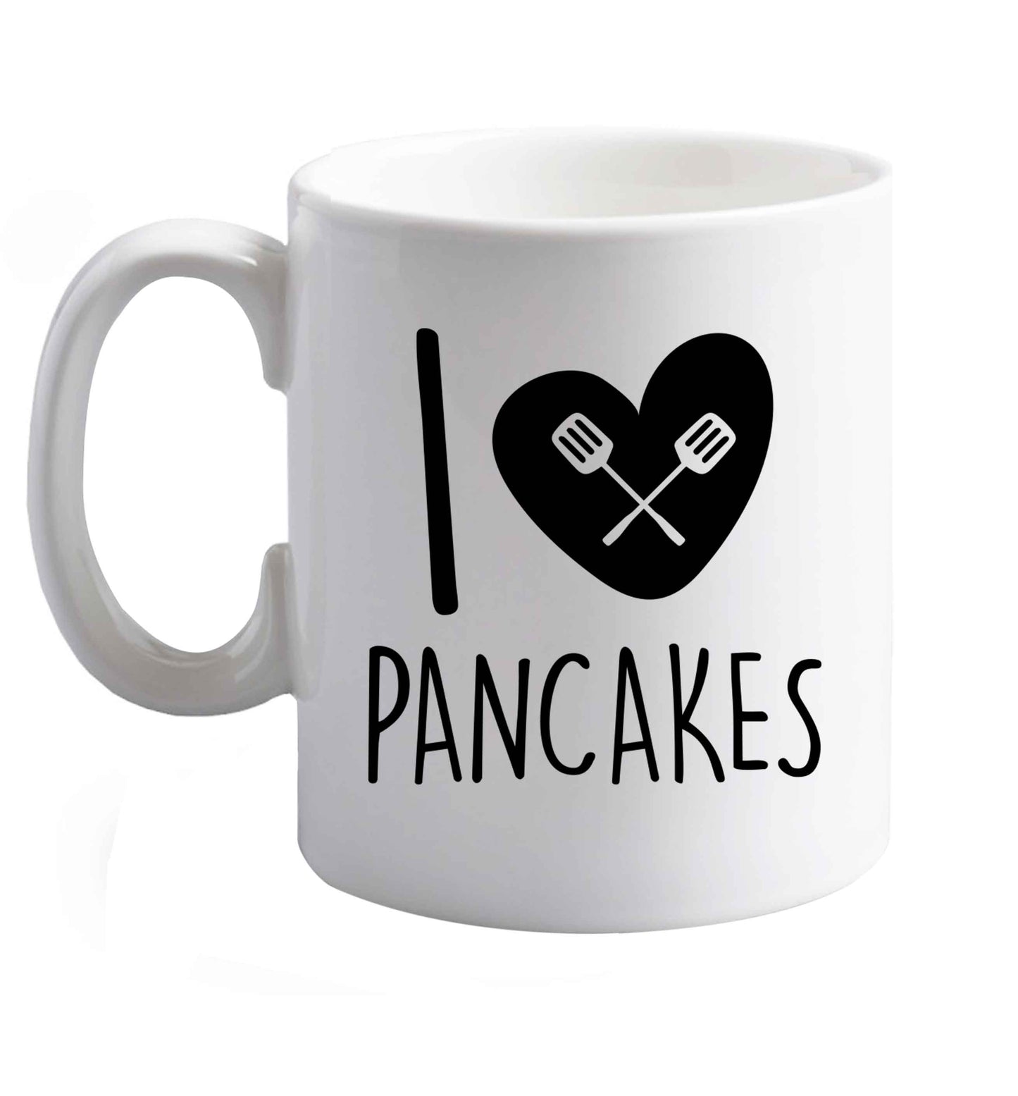 10 oz I Love Pancakes ceramic mug right handed
