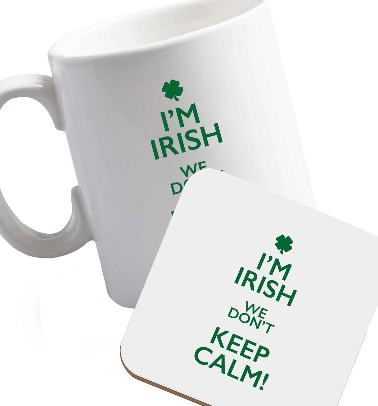 10 oz Favourite Type Pan Pancake ceramic mug and coaster set right handed