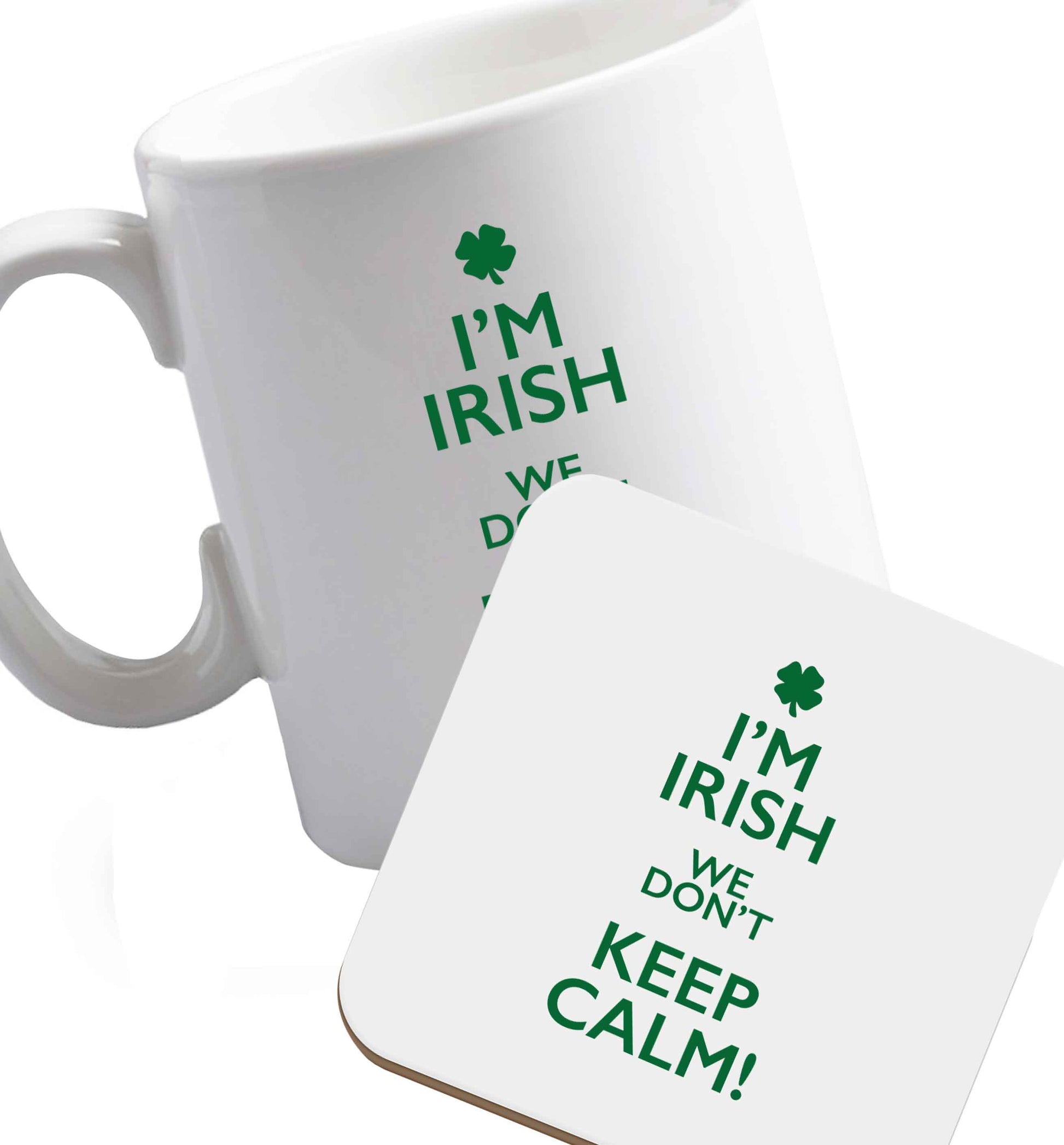 10 oz Favourite Type Pan Pancake ceramic mug and coaster set right handed