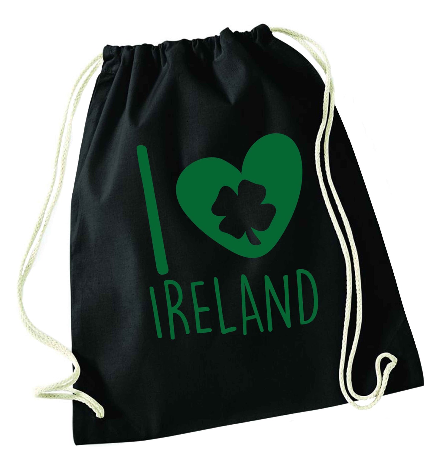 I love Ireland black drawstring bag