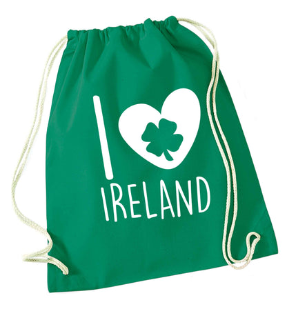 I love Ireland green drawstring bag