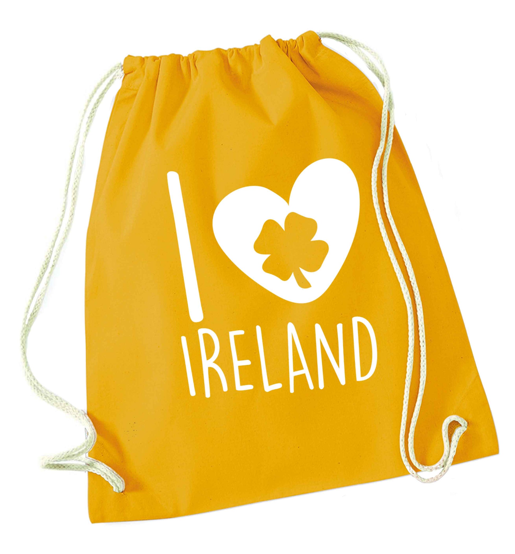 I love Ireland mustard drawstring bag