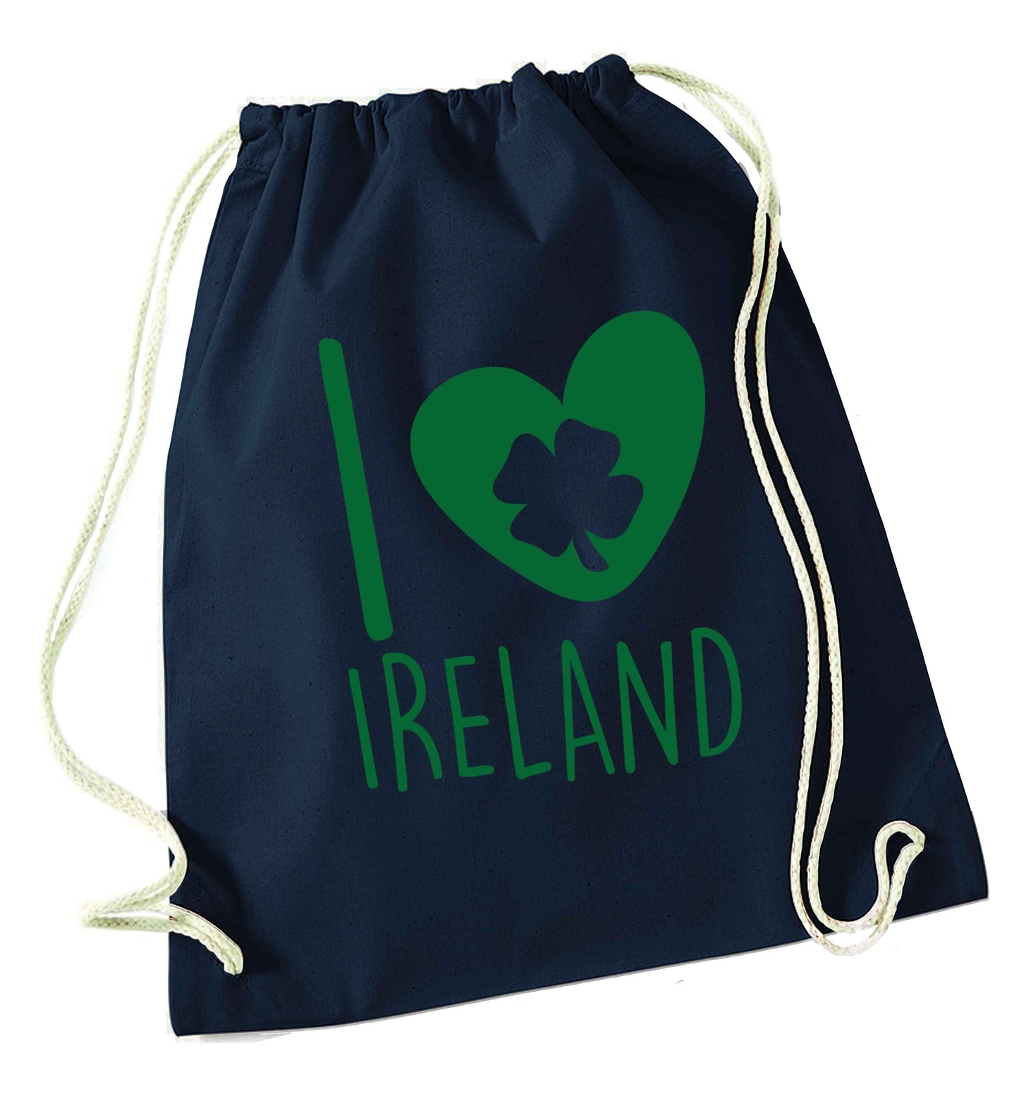 I love Ireland navy drawstring bag