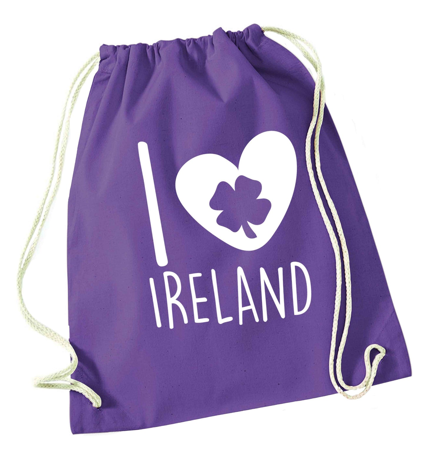 I love Ireland purple drawstring bag