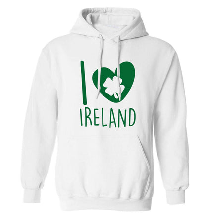 I love Ireland adults unisex white hoodie 2XL