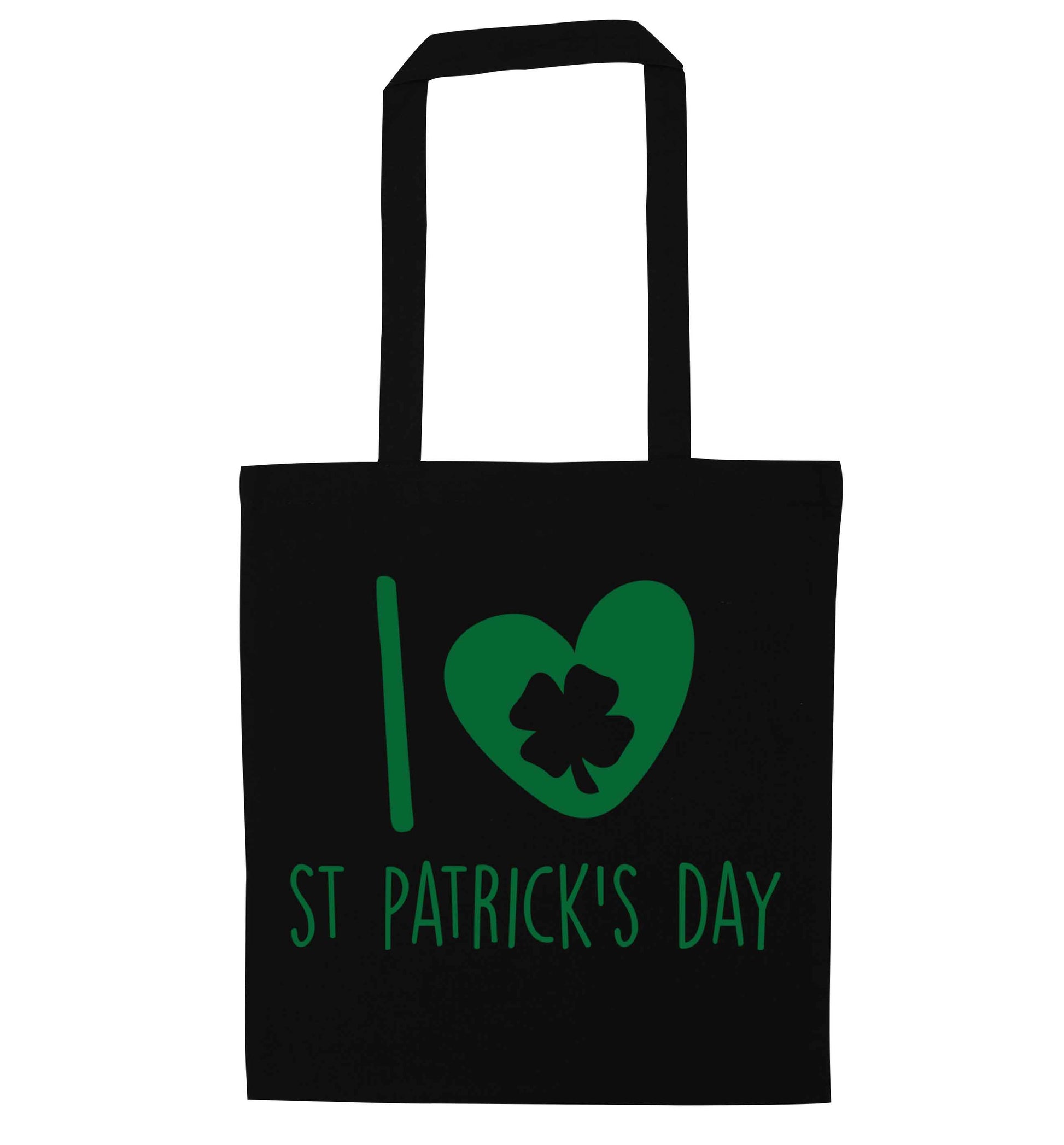 I love St.Patricks day black tote bag