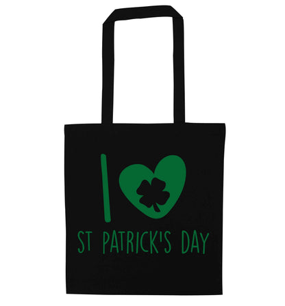 I love St.Patricks day black tote bag