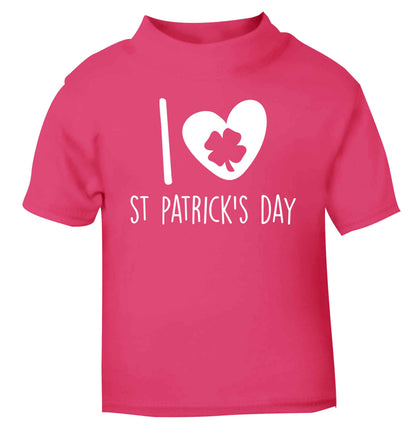 I love St.Patricks day pink baby toddler Tshirt 2 Years
