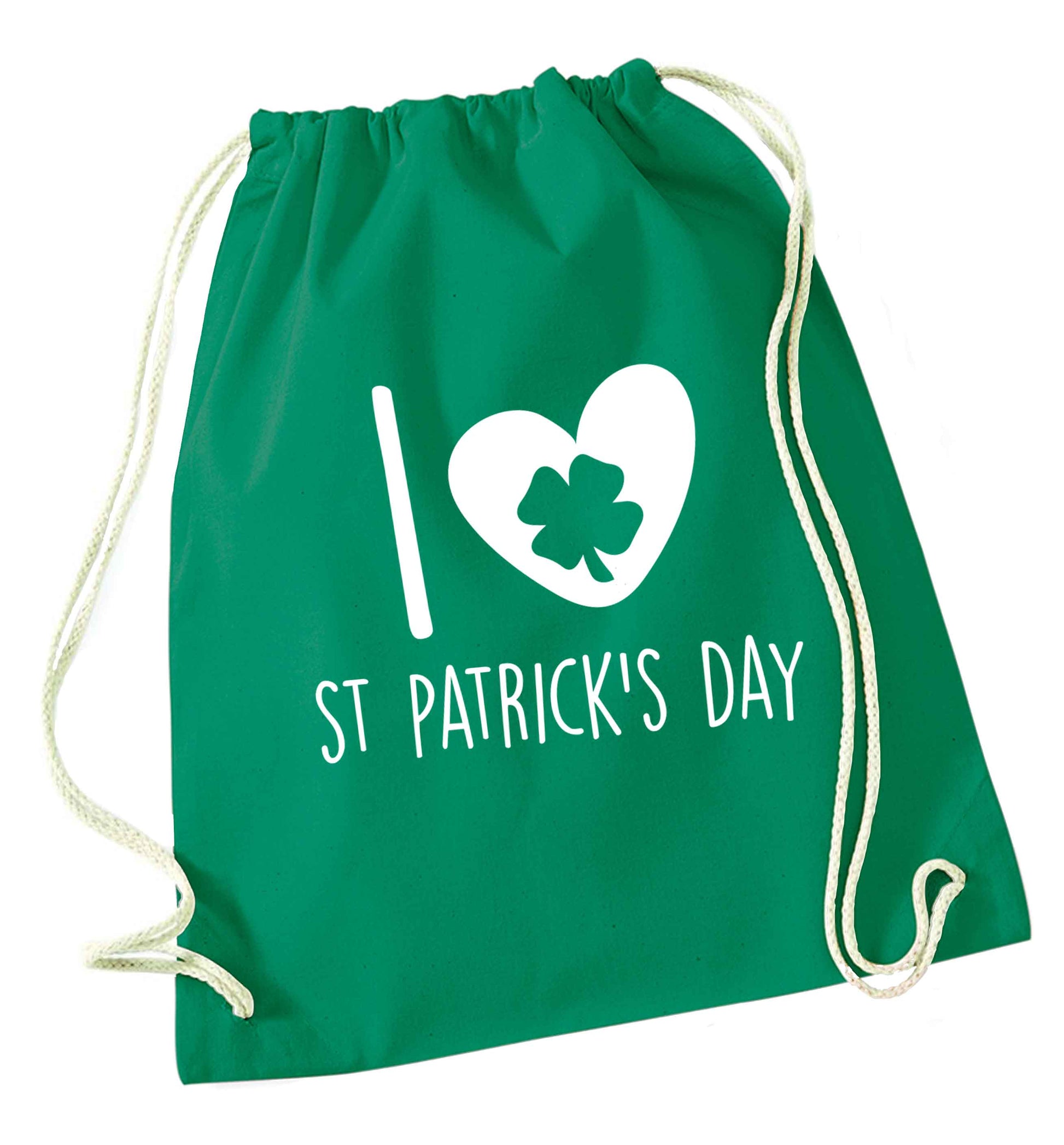 I love St.Patricks day green drawstring bag
