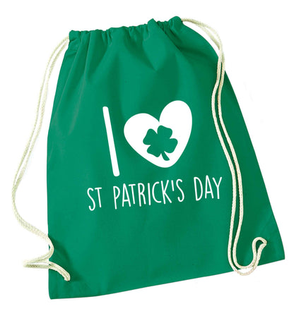 I love St.Patricks day green drawstring bag