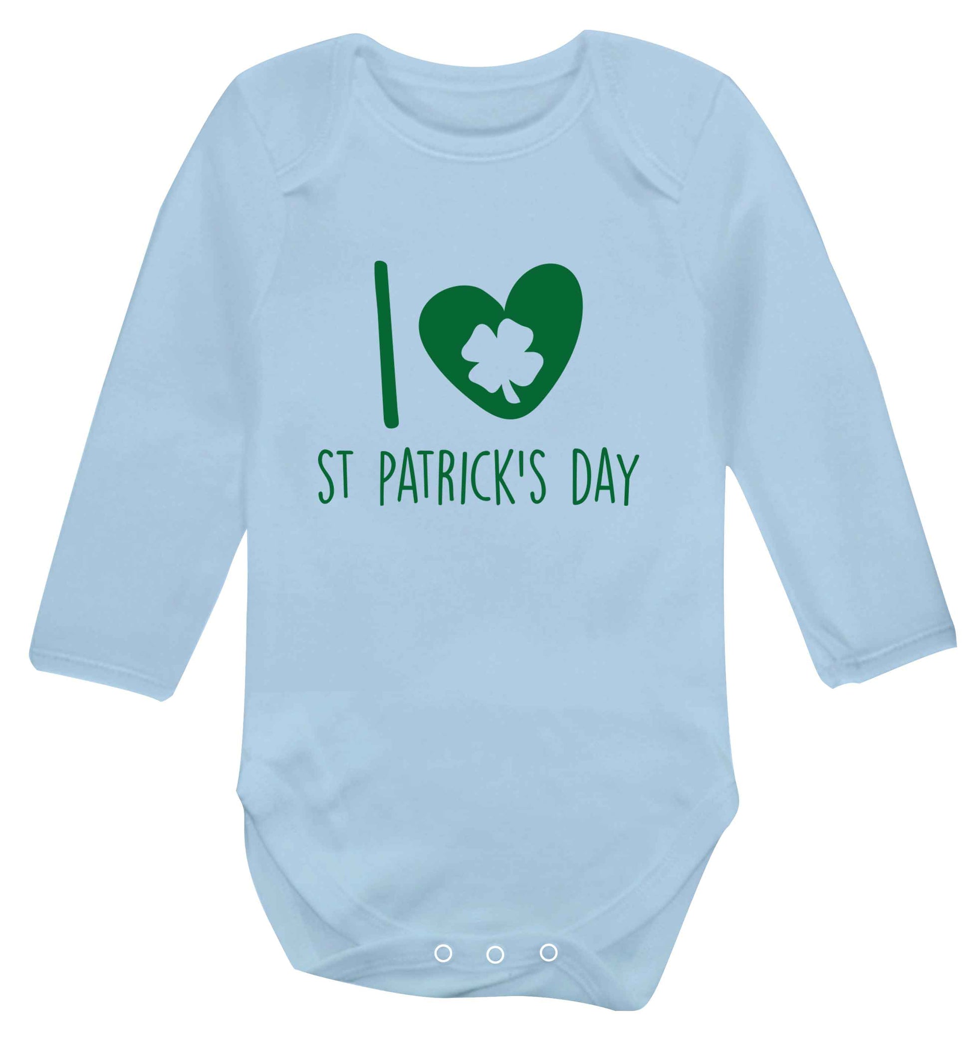 I love St.Patricks day baby vest long sleeved pale blue 6-12 months