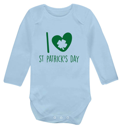 I love St.Patricks day baby vest long sleeved pale blue 6-12 months