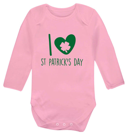 I love St.Patricks day baby vest long sleeved pale pink 6-12 months