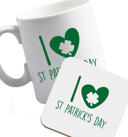 10 oz Favourite Type Pan Pancake ceramic mug and coaster set right handed