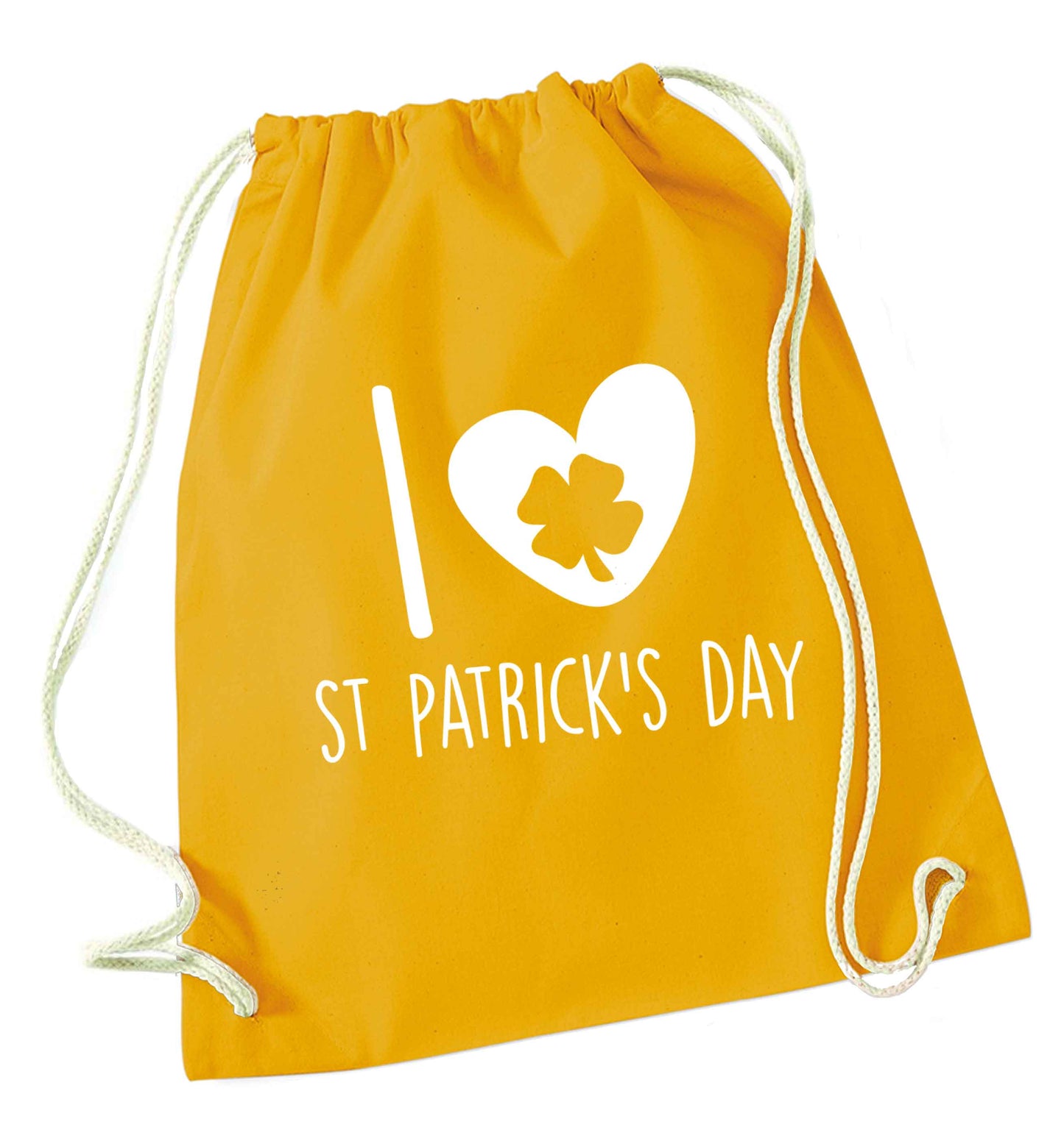 I love St.Patricks day mustard drawstring bag