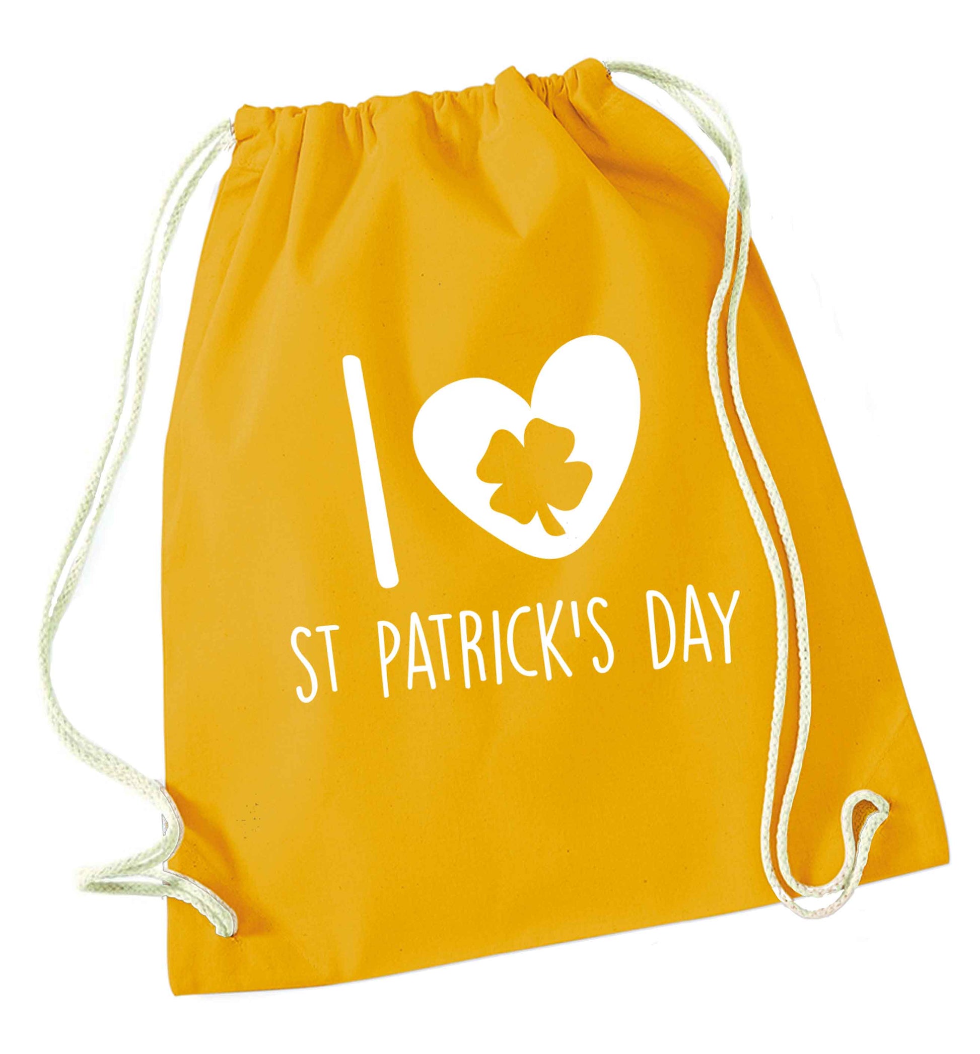 I love St.Patricks day mustard drawstring bag