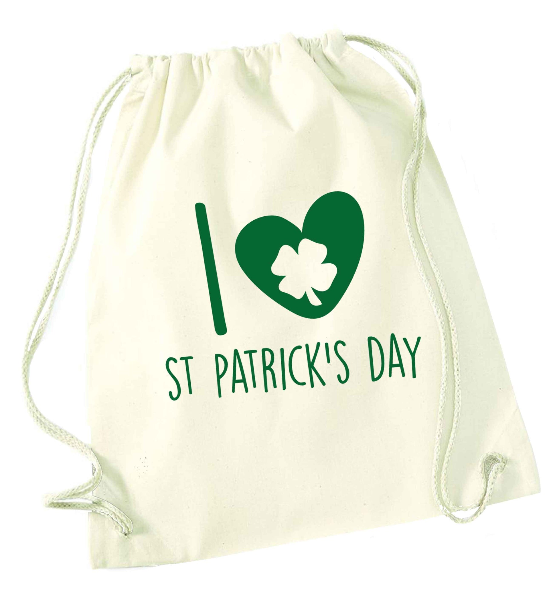 I love St.Patricks day natural drawstring bag