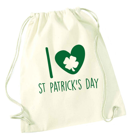I love St.Patricks day natural drawstring bag