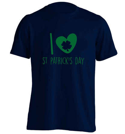 I love St.Patricks day adults unisex navy Tshirt 2XL
