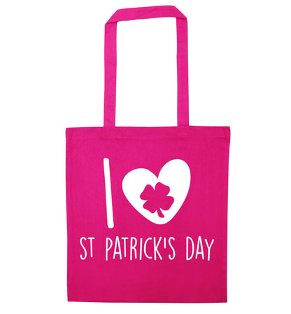 I love St.Patricks day pink tote bag